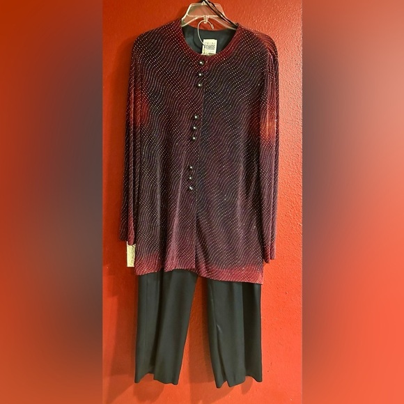 R&M Richards Pants - R&M Richards by Karen Kwong 2-Piece Pant Set Size 12 Glitter Top Evening Outfit